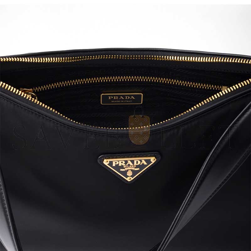 PRADA AIMÉE LARGE RE-NYLON AND LEATHER SHOULDER BAG WITH PADLOCK 1BC232 (34*19.5*10cm) PRADA AIMÉE LARGE RE-NYLON AND LEATHER SHOULDER BAG WITH PADLOCK 1BC232 (34*19.5*10cm)